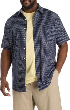 Nautica Big & Tall Rope-Printed Sport Shirt in Navy Seas at Nordstrom, Size Xx-Large