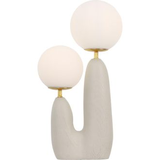 Jonathan Y Designs Oda 17.75 2-Light Modern Bohemian Resin/Iron/Frosted Glass Danish Cactus LED Table Lamp in Almond/brass Gold at Nordstrom