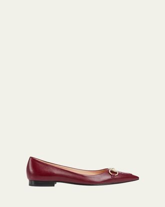 Gucci Erin Leather Horsebit Ballerina Flats