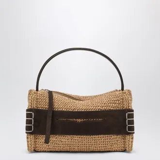 J.W.Anderson Small Loafer bag in natural raffia and brown leather