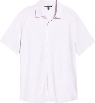 Robert Barakett Sterling Short Sleeve Knit Button-Up Shirt in Lavender at Nordstrom, Size Xx-Large