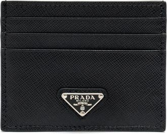 Prada Saffiano Triangle Logo Card Wallet