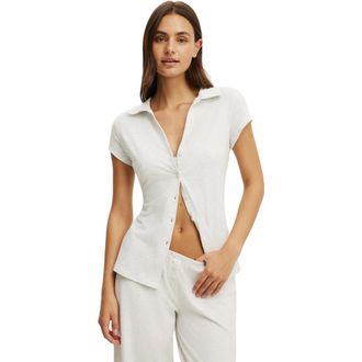 Cotton On Womens Dreamy Soft Button Up Fitted Polo in Light Grey Marle at Nordstrom, Size X-Small