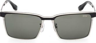 BMW 57mm Sunglasses in Matte Palladium /Green at Nordstrom Rack