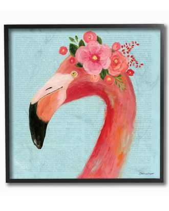 Stupell Industries Floral Flamingo Blue Portrait by Stephanie Workman Marrott Framed Art
