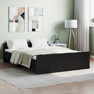 Berkfield Home Bed Frame with Headboard & Footboard Black 140x190 cm