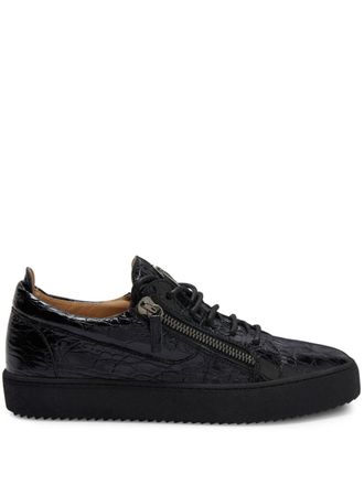 Giuseppe Zanotti Frankie double-zip low-top sneakers - men - Leather/Rubber/Calf Leather - 43.5 - Black