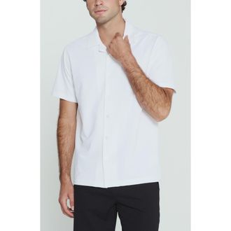 7 Diamonds Sutherland Stretch Seersucker Camp Shirt in Ivory at Nordstrom, Size Xx-Large