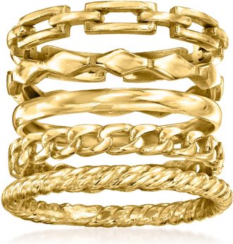 Ross-Simons 18kt Gold Over Sterling Jewelry Set: 5 Stackable Rings