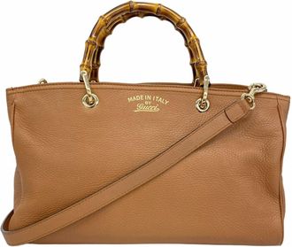 Gucci Light Brown Leather Tote Bag (Pre-Owned)