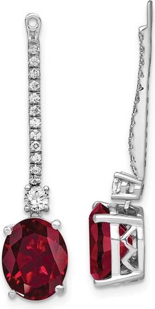 Diamond2Deal 14k White Gold Lab Grown Diamond and Created Ruby Earring Jackets