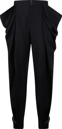 Alberta Ferretti Gekreukte Broek - Dames - Slim Fit Broeken - Zwart - S - Wol - Broeken