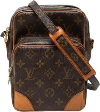 Louis Vuitton Tweedehands Canvas Louis Vuitton tassen - Dames - Vintage Schoudertas - Bruin - ONE Size - Vintage