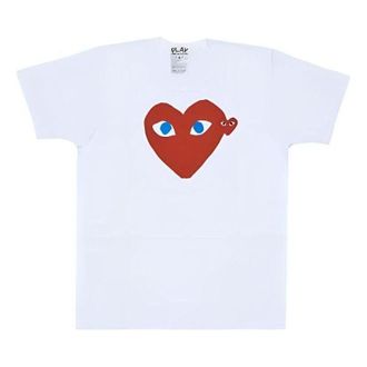 Comme Des Gar&ccedil;ons SS25 Blue Eyes Red Heart T-Shirt White AX-T086-051-1