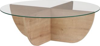 Hanah Home Tavolino In Vetro liya 90 X 90 X 30 Cm - Rovere Zaffiro