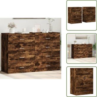 vidaXL Credenze per casa - vidaXL Credenze 2 pz Rovere Fumo 60x39x80 cm in Legno Multistrato - Credenze per soggiorno