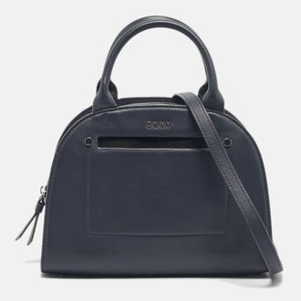 DKNY Dkny Blue Leather Logo Satchel