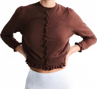 Mus & Bombon Mirri Long Sleeve Cardigan In Marron
