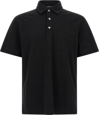 Ermenegildo Zegna Black Shirt Collar Polo