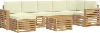 vidaXL Conjunto De Sof&aacute;s De Exterior 8 Uds. Blanco Y Crema Poli&eacute;ster Vidaxl