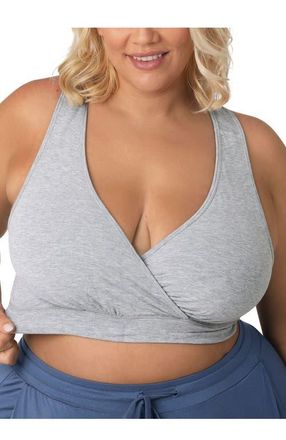 Kindred Bravely Busty French Terry Racerback Nursing & Sleep Bra - Fits Sizes 30E-46H in Grey Heather at Nordstrom, Size X-Large G