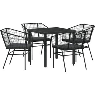 vidaXL Conjunto De Comedor De Jard&iacute;n 5 Pcs Negro Rat&aacute;n Sint&eacute;tico Vidaxl