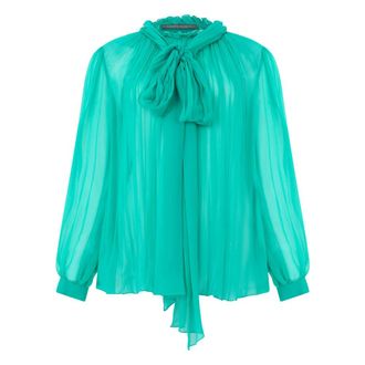 Alberta Ferretti Blouse with bow - female - Alberta Ferretti - Blouses - Green - XL - Blouses & Shirts