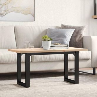 Berkfield Home Coffee Table O-Frame 100x50x45.5 cm Solid Wood Pine & Steel in Brown