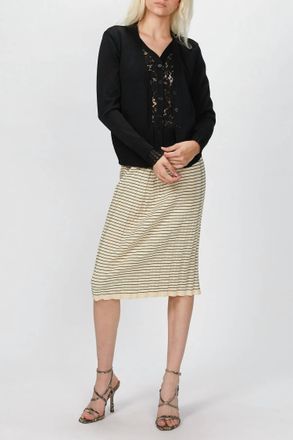 GOEN.J Lace Paneled Cardigan In Black