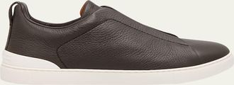 Ermenegildo Zegna Mens Triple Stitch Deerskin Leather Sneakers