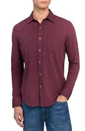 W.R.K Reworked Slim Fit Heathered Burgundy Cotton Button-Up Shirt at Nordstrom, Size Xx-Large