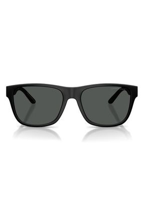 Emporio Armani 56mm Square Sunglasses in Matte Black /Dark Grey at Nordstrom