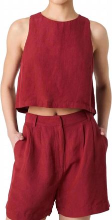 French Connection Birdie Linen Shell Top In Brick Red