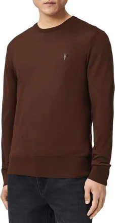 AllSaints Mode Merino Wool Crewneck Sweater in Hot Choc Brown at Nordstrom, Size Xx-Large