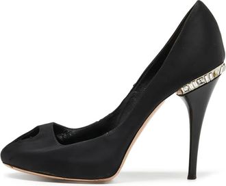 Gianvito Rossi pre-owned 100mm peep-toe satin pumps - women - Calf Leather/Satin/Calf Leather - 36 - Black