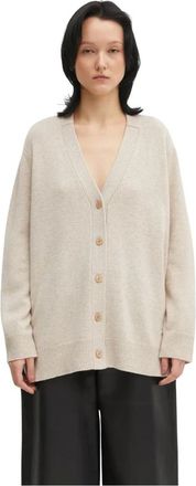 Maison Kitsun&eacute; Truien & Vesten, Dames, Beige, M, Wol, Merino Wol Lange Vest