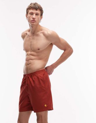 Carhartt Work in Progress Chase - Boxer da bagno color ruggine-Rosso