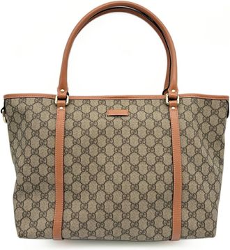 Gucci Gg Plus Beige Brown Pvc Leather Handbag Tote Bag (Pre-Owned)
