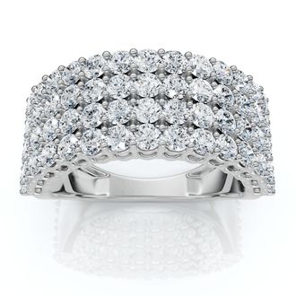 Pompeii3 3Ct Diamond Wide Four Row Anniversary Ring Gold Lab Grown