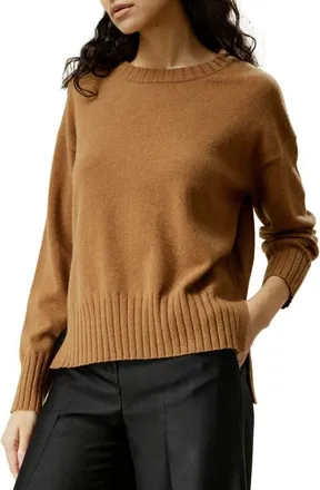 LilySilk Womens Crew Neck Cashmere Sweater in Brown at Nordstrom, Size Medium