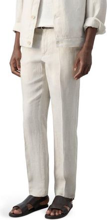 Mango Textured Stripe Linen Pants in Ecru at Nordstrom, Size 31