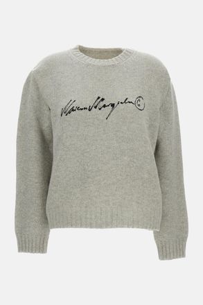 Maison Margiela Cropped Crew-Neck Sweater with Hand-Painted Logo