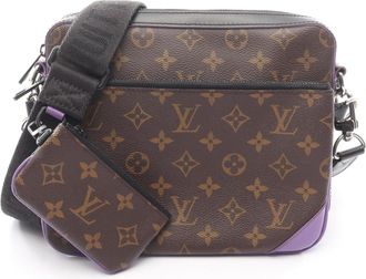 Louis Vuitton Black Brown Monogram Macassar Purple Coated Canvas Shoulder Bag (Pre-Owned)