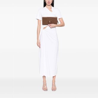 Bottega Veneta Tweedehands Nappa Ge&euml;mbossede Intrecciato Turnlock Clutch