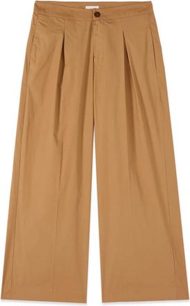Oltre Broeken, Dames, Beige, M, Katoen, Poplin Palazzo Broek