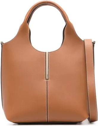 Tod's brown lobster claw fastening two rolled top handles adjustable detachable shoulder strap Compositi