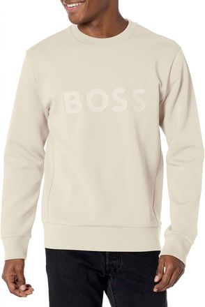 HUGO BOSS Mens Iconic Logo Crewneck Sweatshirt In Navajo Cream