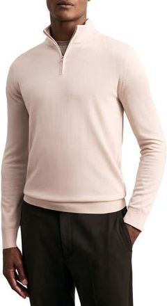 Reiss Blackhall Quarter Zip Wool Sweater in Beige at Nordstrom Rack, Size Xx-Large