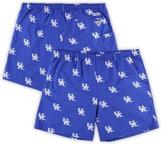 Columbia Mens Columbia Royal Kentucky Wildcats Big & Tall Backcast II Allover Print Logo Omni-Shade Shorts at Nordstrom, Size 5Xb