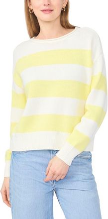 Vince Camuto Stripe Roll Neck Sweater in Sugar Yellow at Nordstrom, Size X-Small